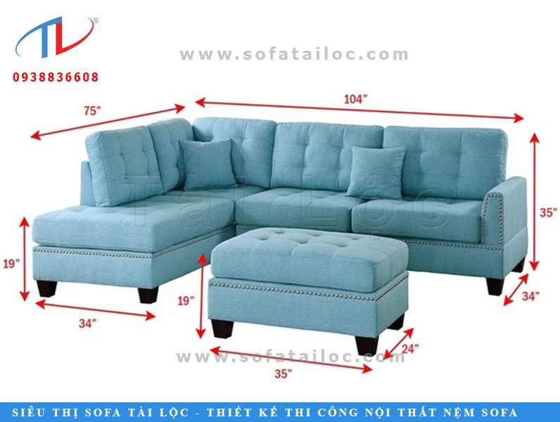 Kích thước sofa phòng khách chữ L 