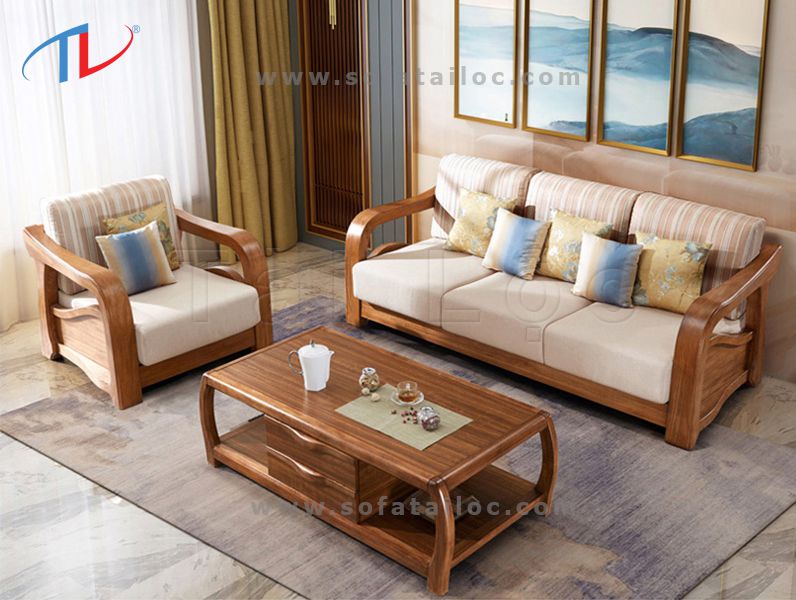 Ghế sofa gỗ Sồi dạng văng AmiA SF194 - Nội Thất AmiA
